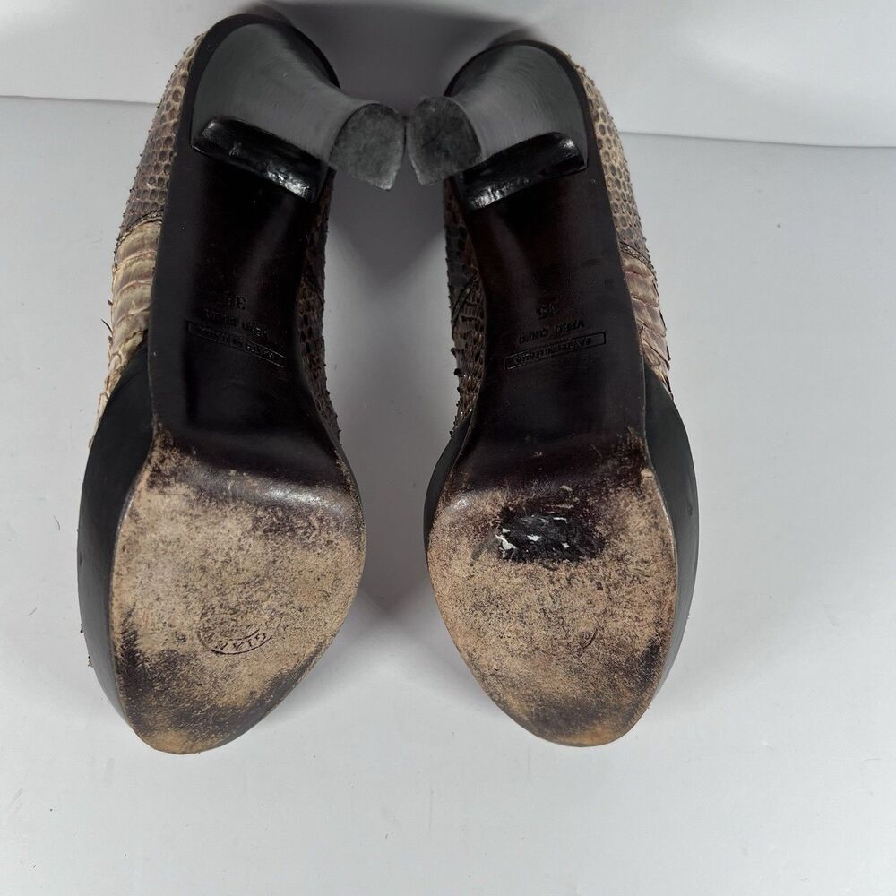 Gianni Bravo Genuine Python Snakeskin Platform Pumps Chunky Heel Size EU 35 - Picture 6 of 7